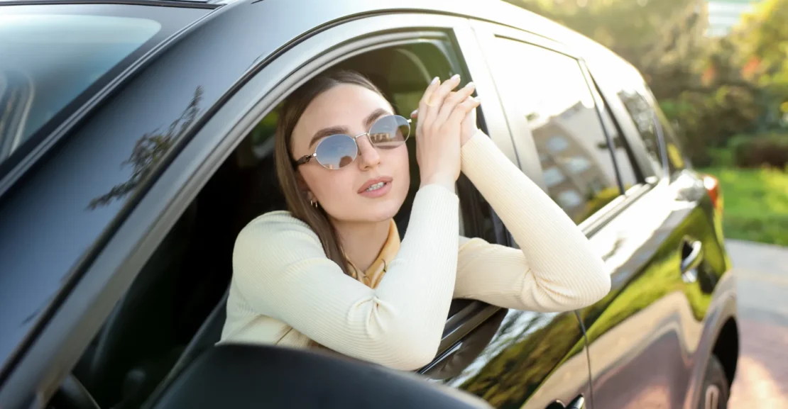 Traveler riding in a private vehicle for comfortable and stress-free airport transportation.